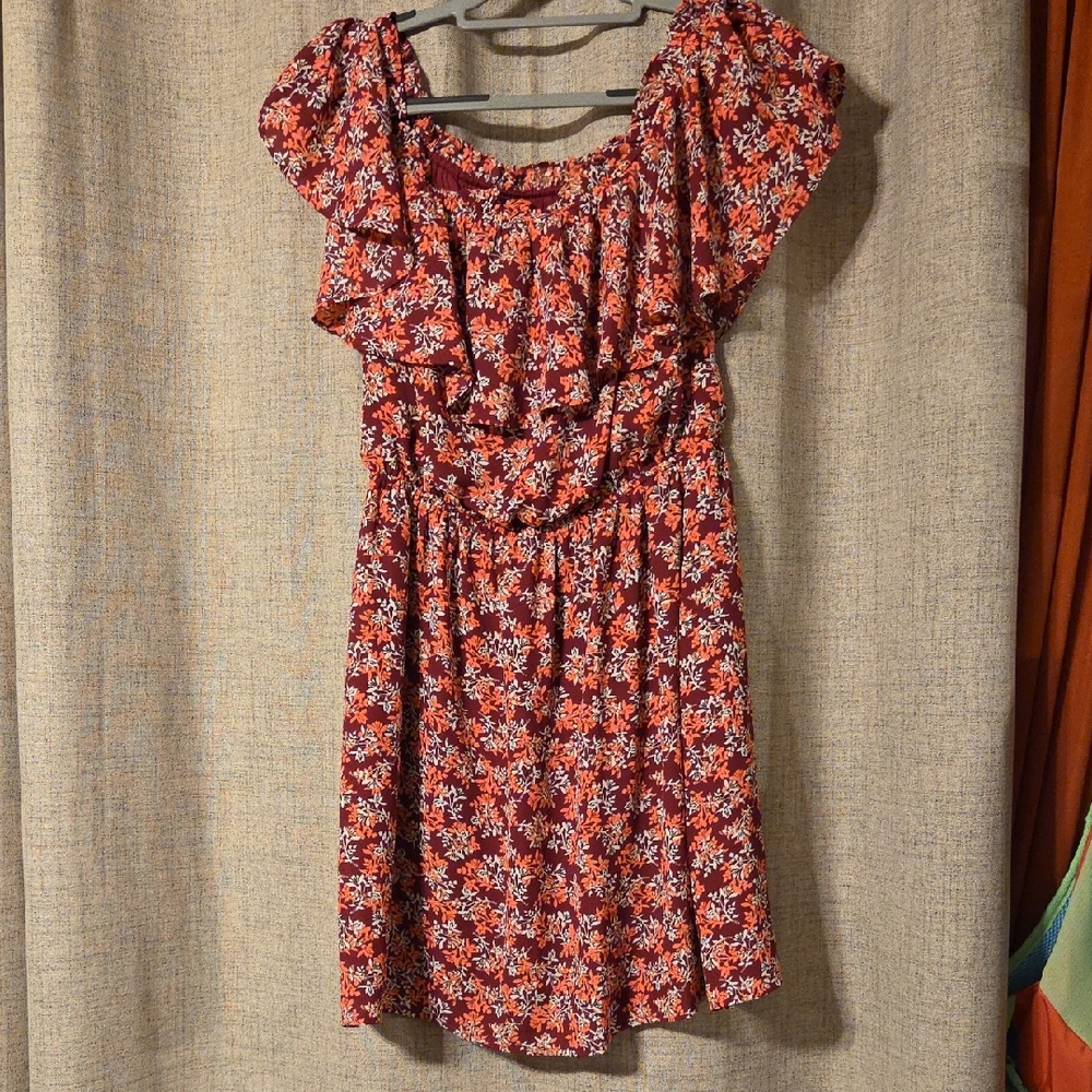 Express Red and Pink Floral Mini Dress